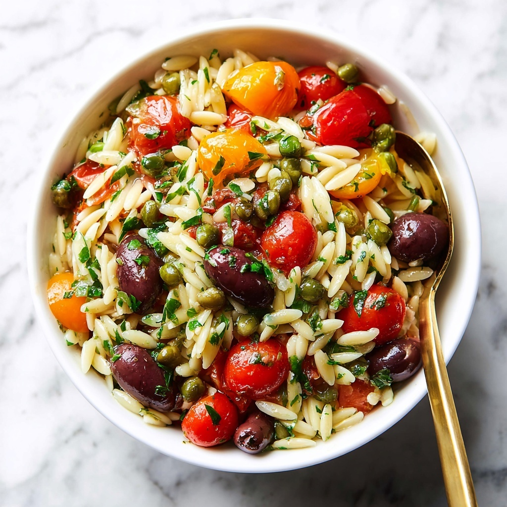 Orzo Pasta Salad with Cherry Tomatoes, Artichokes, Kalamata Olives, and Chicken Recipe - Recipe Image